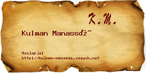 Kulman Manassé névjegykártya